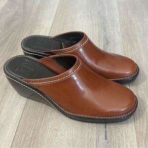 Cole Haan Elyssa Wedge Clogs Slip On Mules Shoes Brown Leather Women’s Size 6